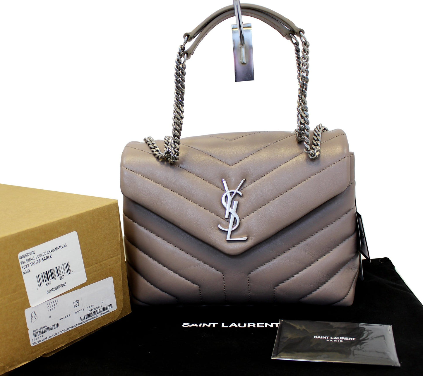 SAINT LAURENT Matelasse Loulou Small Chain Shoulder Bag Taupe