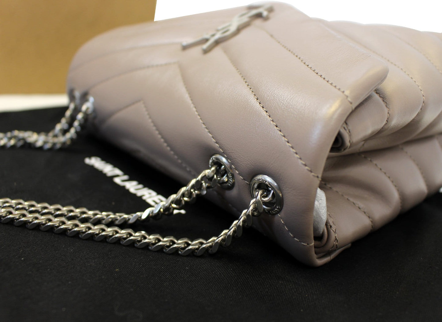 SAINT LAURENT Matelasse Loulou Small Chain Shoulder Bag Taupe