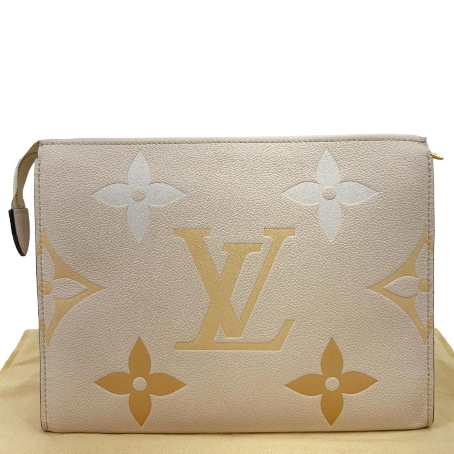 LOUIS VUITTON Toiletry Pouch 26 by the pool Monogram Empreinte Leather Clutch Cream