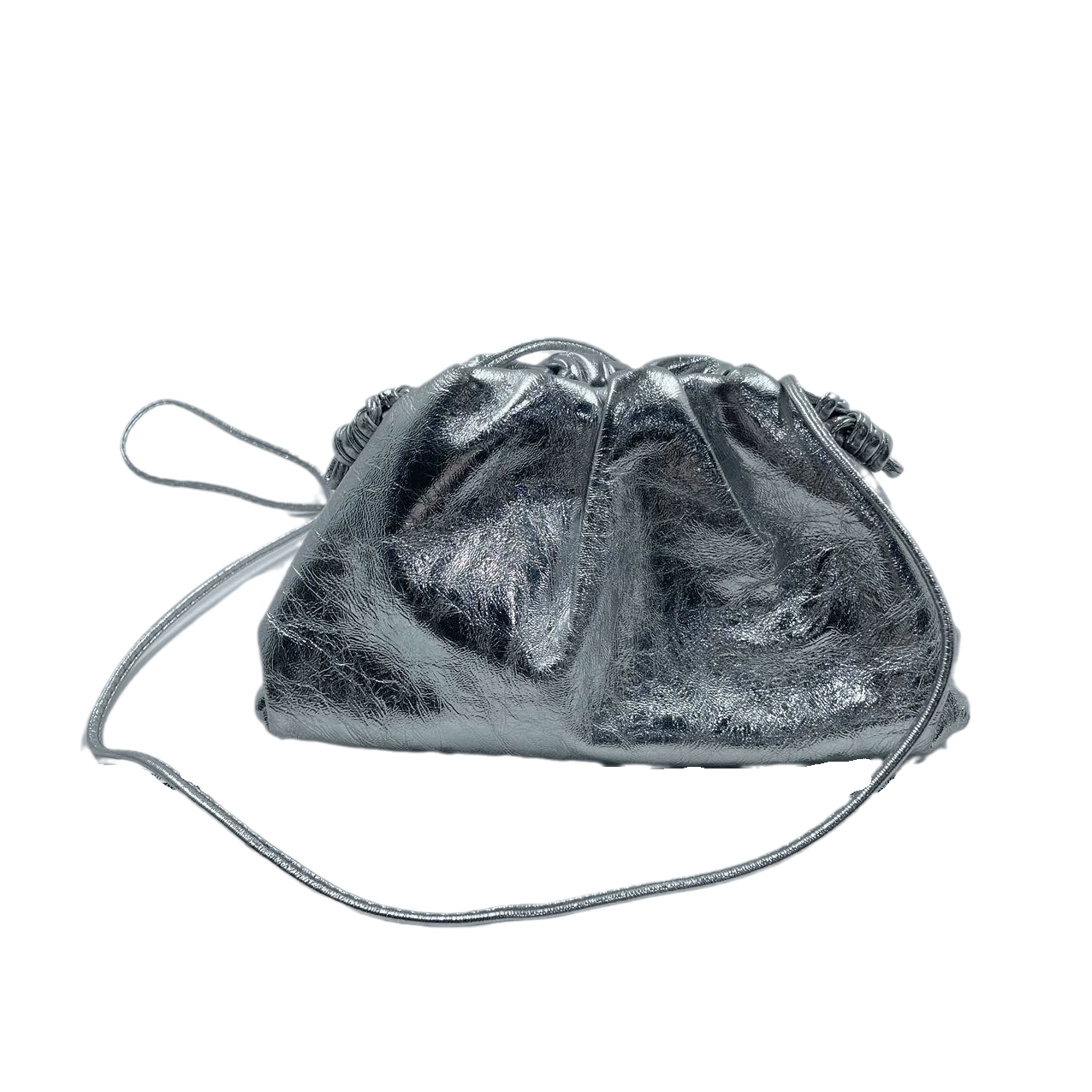 Bottega Veneta Pouch Mini Silver Lambskin Leather