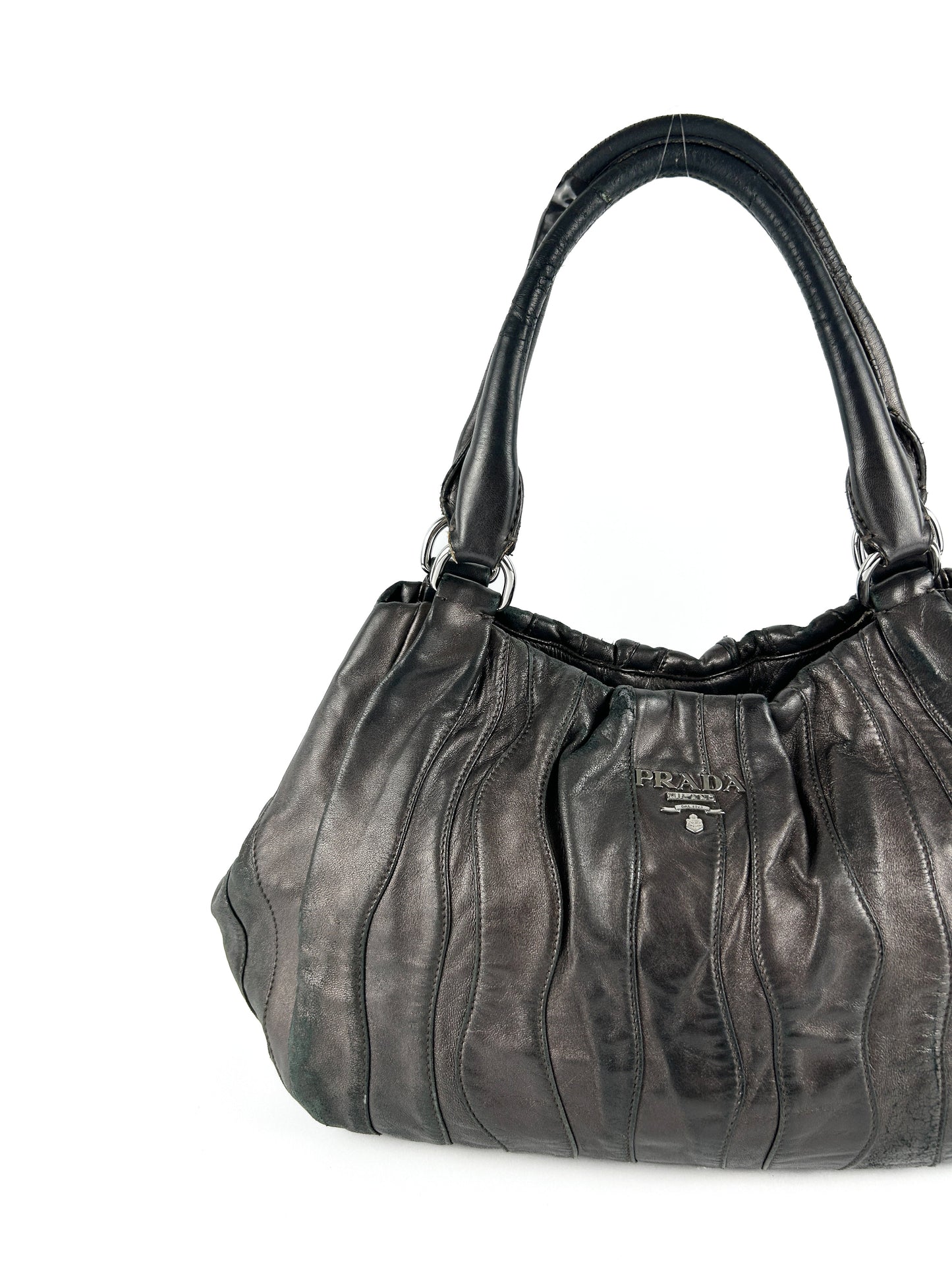 Prada Tessuto Nappa Waves Dark Brown Hobo Bag 2000s