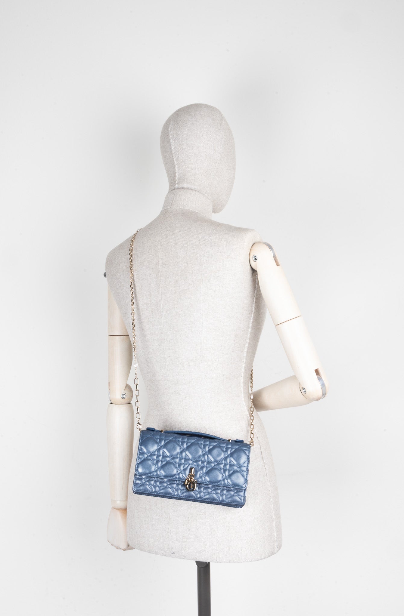 CHRISTIAN DIOR My Dior Top Handle Bag Cannage Pearl Blue