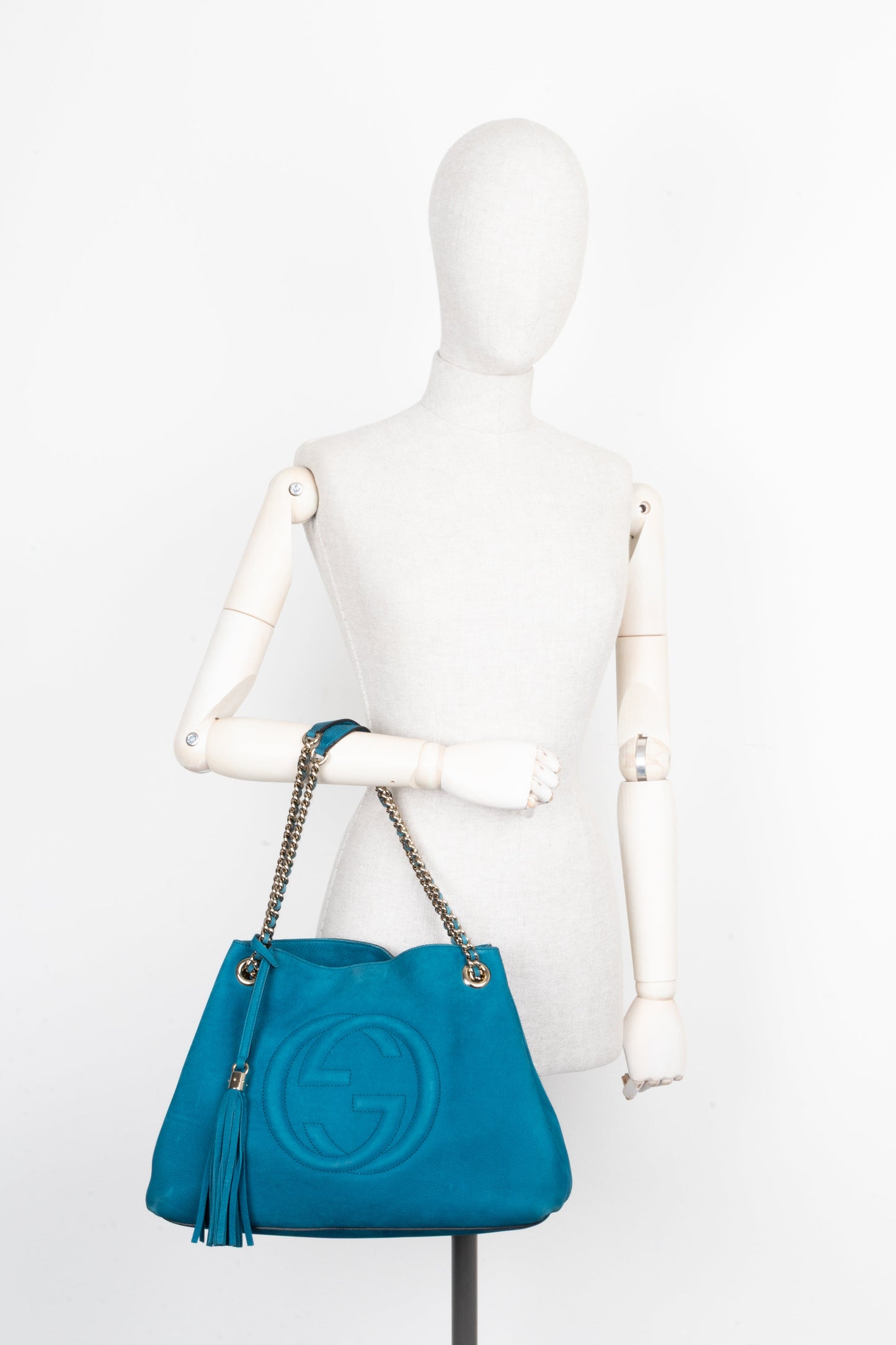 GUCCI Soho Tassel Interlocking Bag Blue