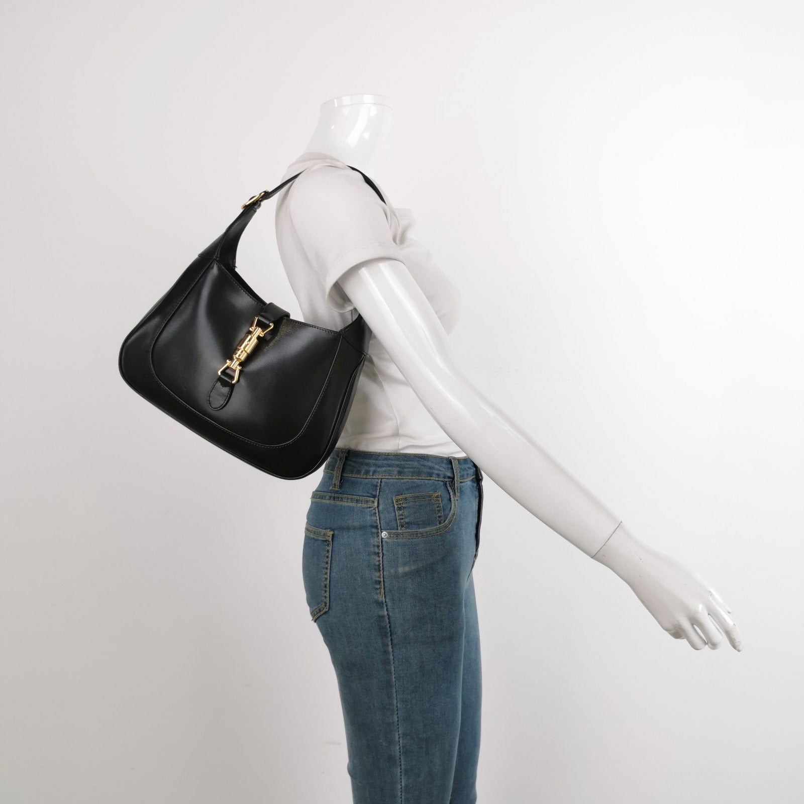 Gucci Jackie 1961 Black Leather Bag with Adjustable Strap Never Worn