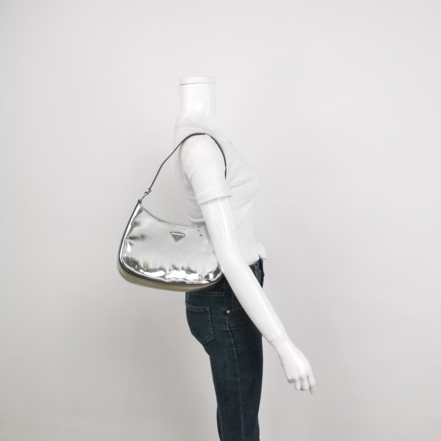 Prada Cleo Silver leather shoulder bag