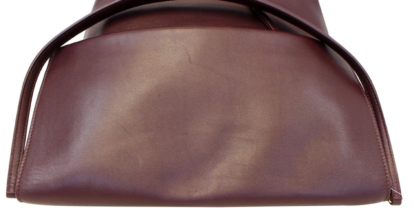 CELINE Smooth Calfskin Burgundy Flap Clasp Shoulder Bag