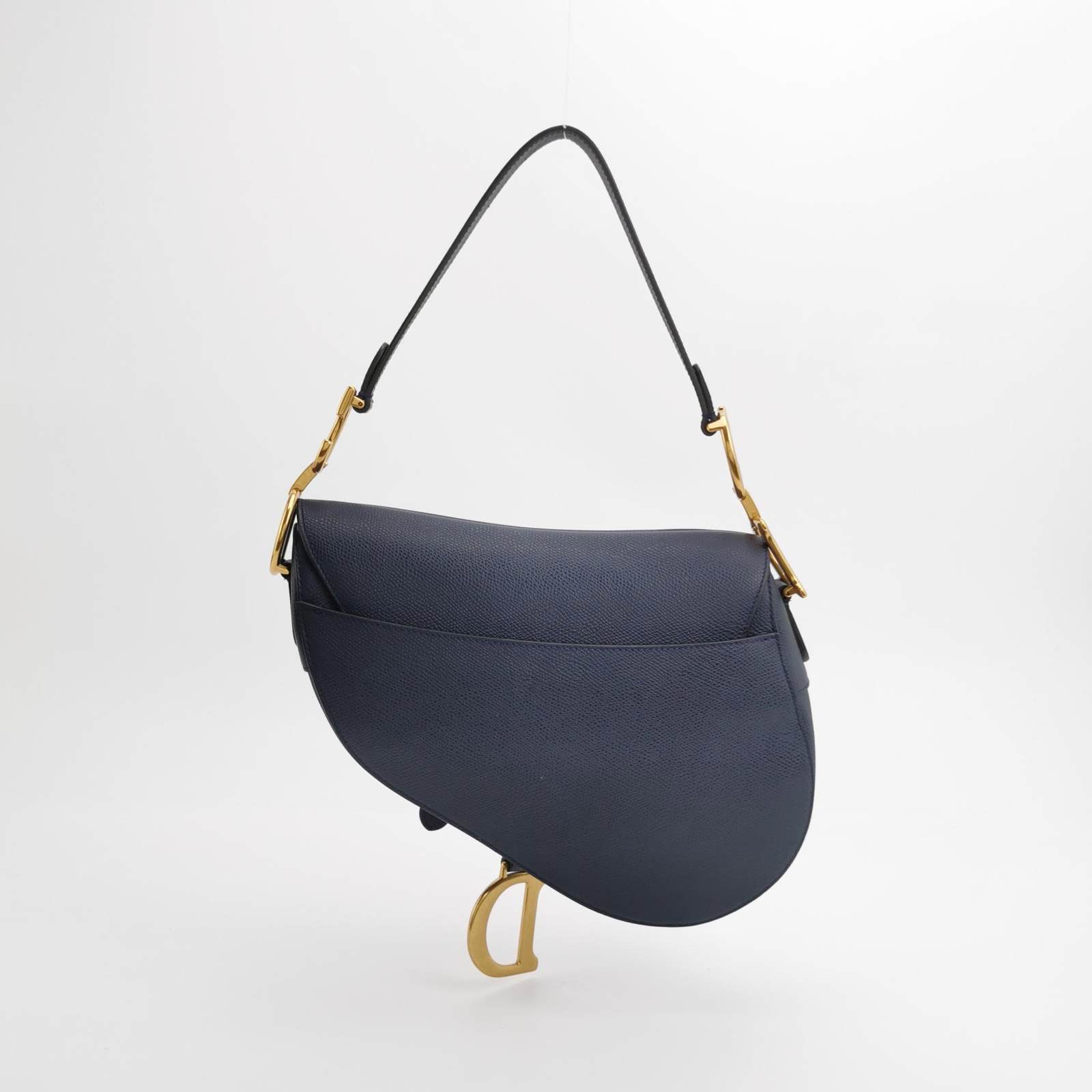 Dior Saddle Navy Medium Grained Leather Handbag