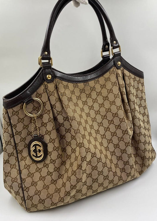 Gucci Leather Canvas Tote Style 21