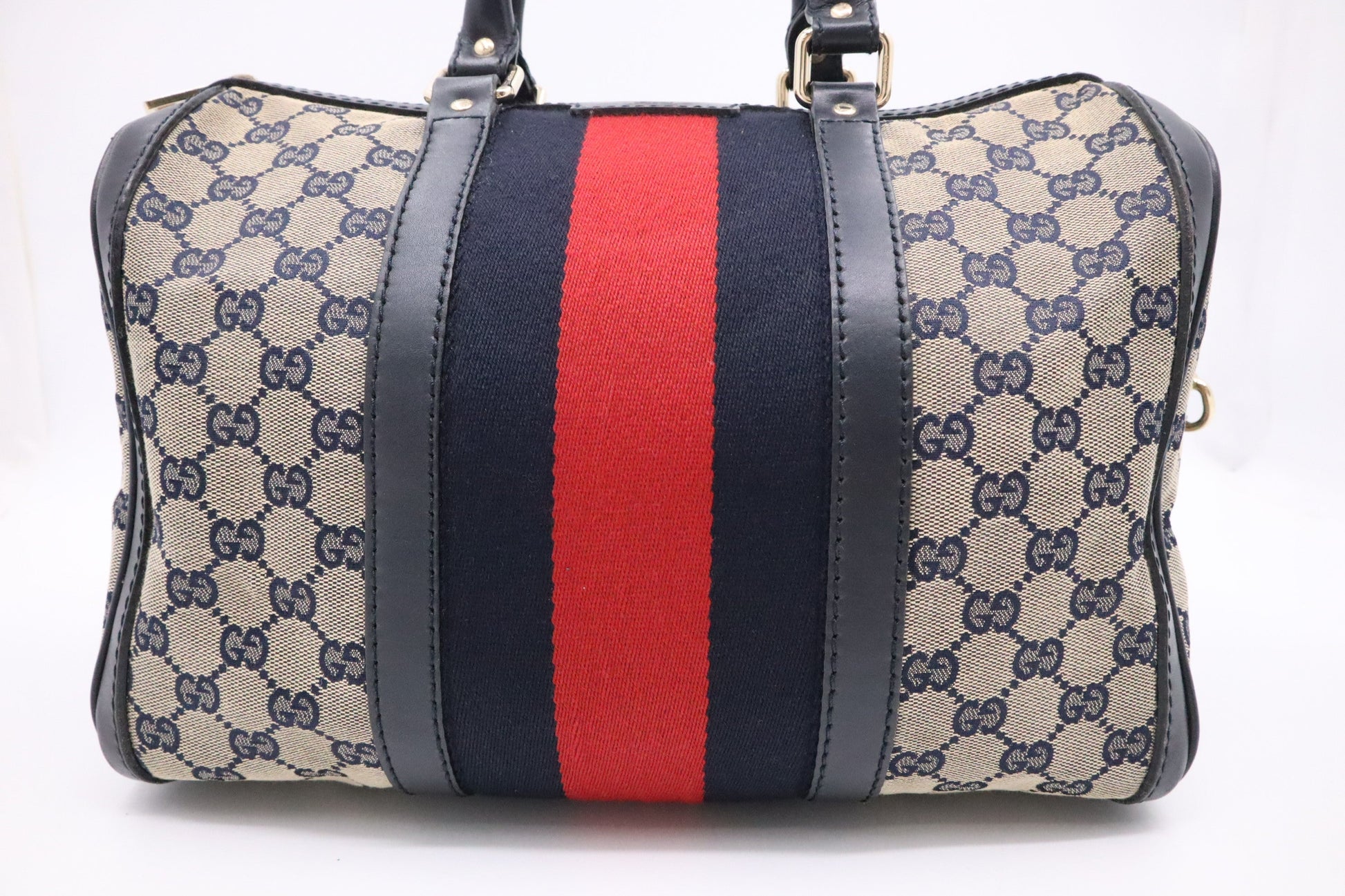 Gucci Boston Bag in Navy GG Canvas