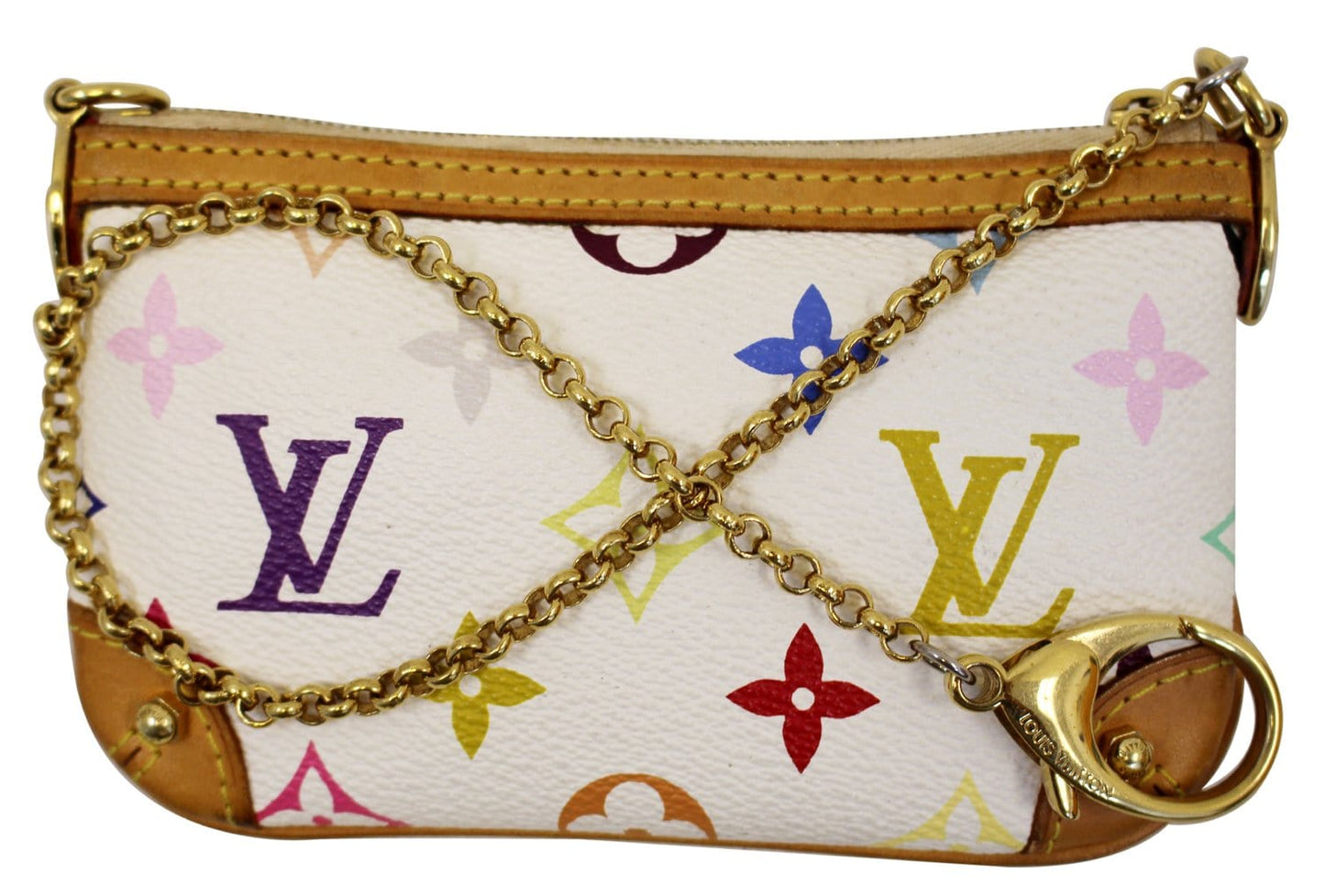 LOUIS VUITTON White Monogram Multicolore Milla PM Clutch Bag