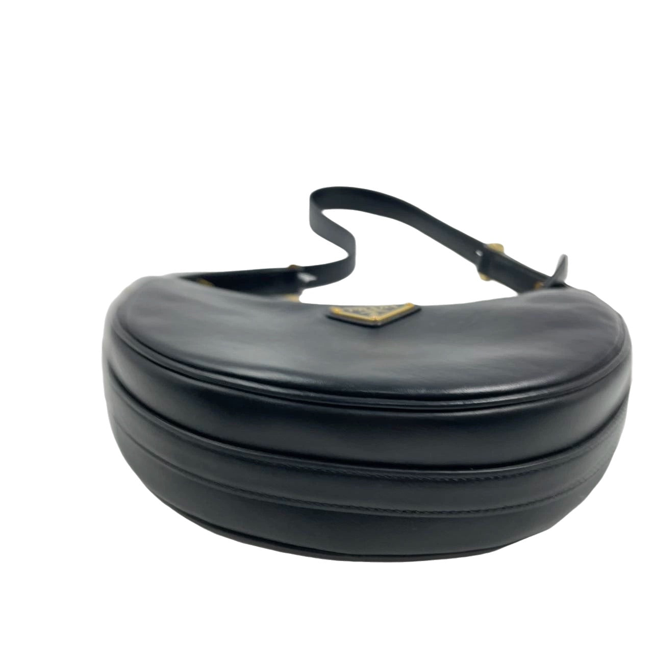 Prada ArquÃ © black calfskin leather shoulder bag Crescent Moon Shape