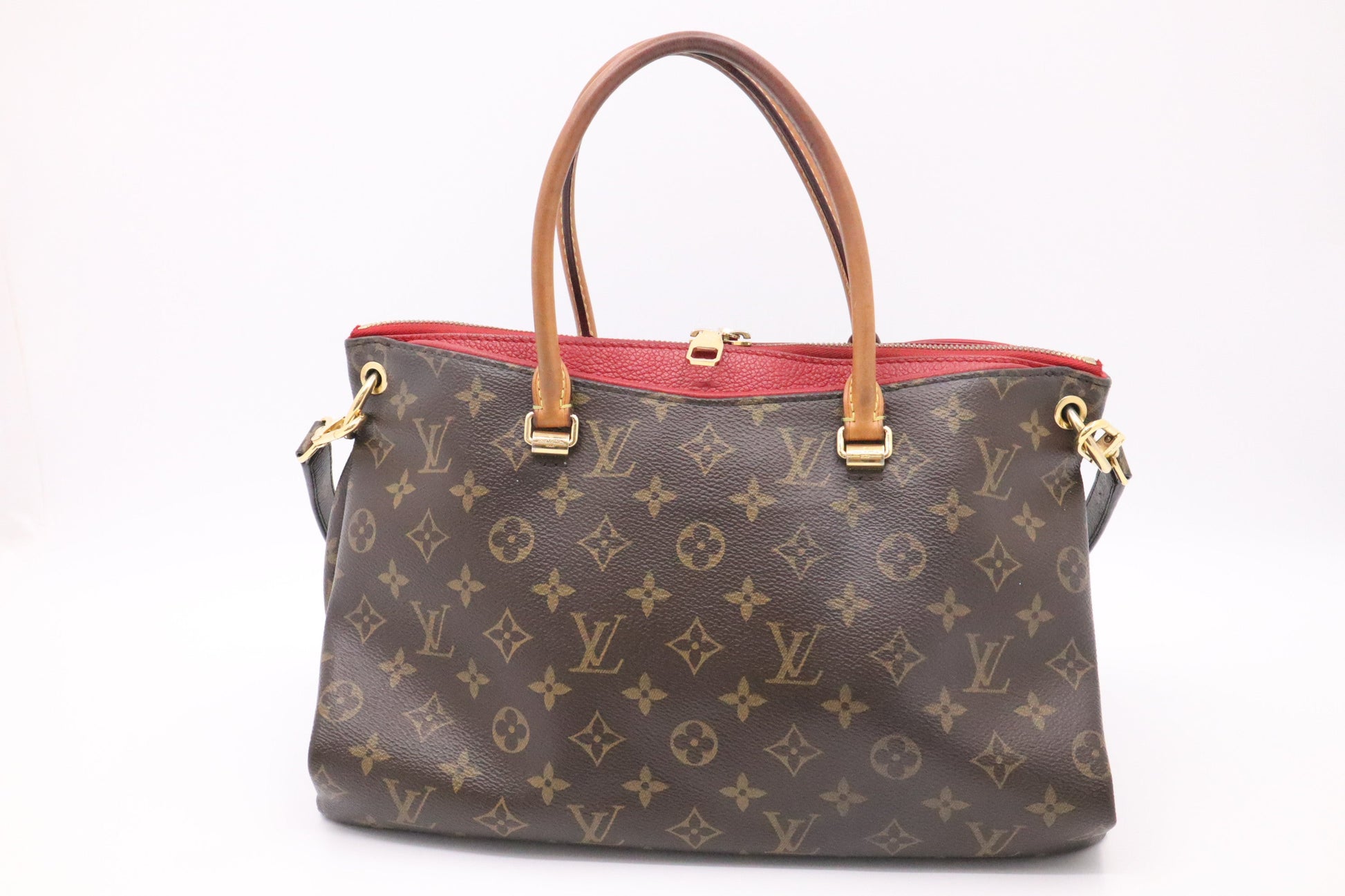 Louis Vuitton Pallas in Red Leather & Monogram Canvas