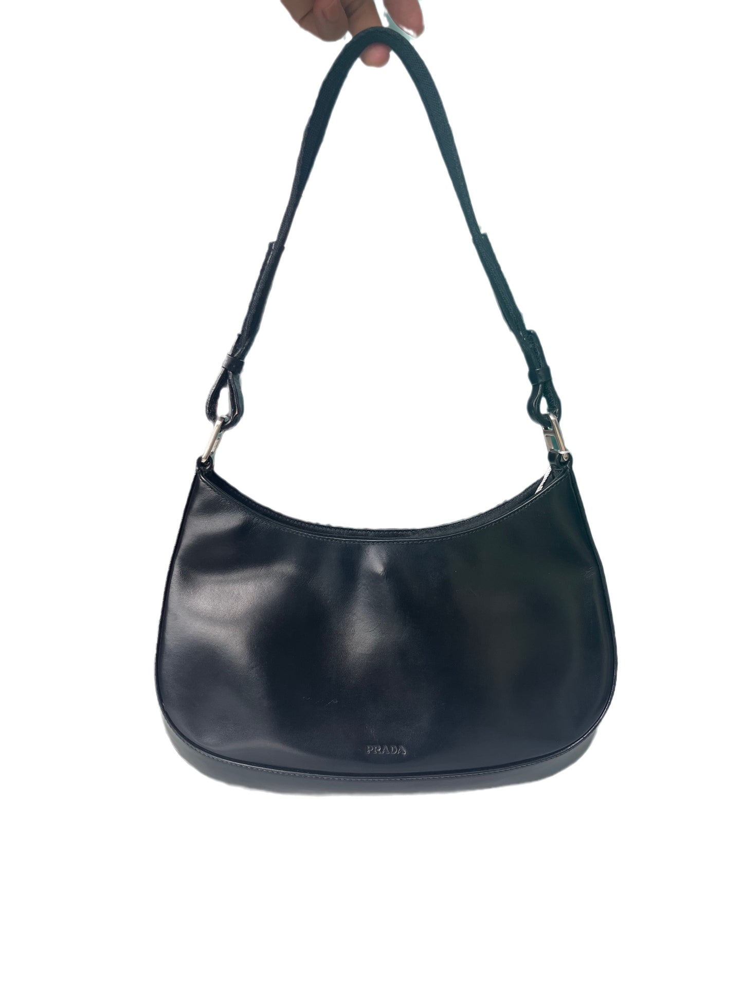 Prada Cleo Black Leather Silver Hardware
