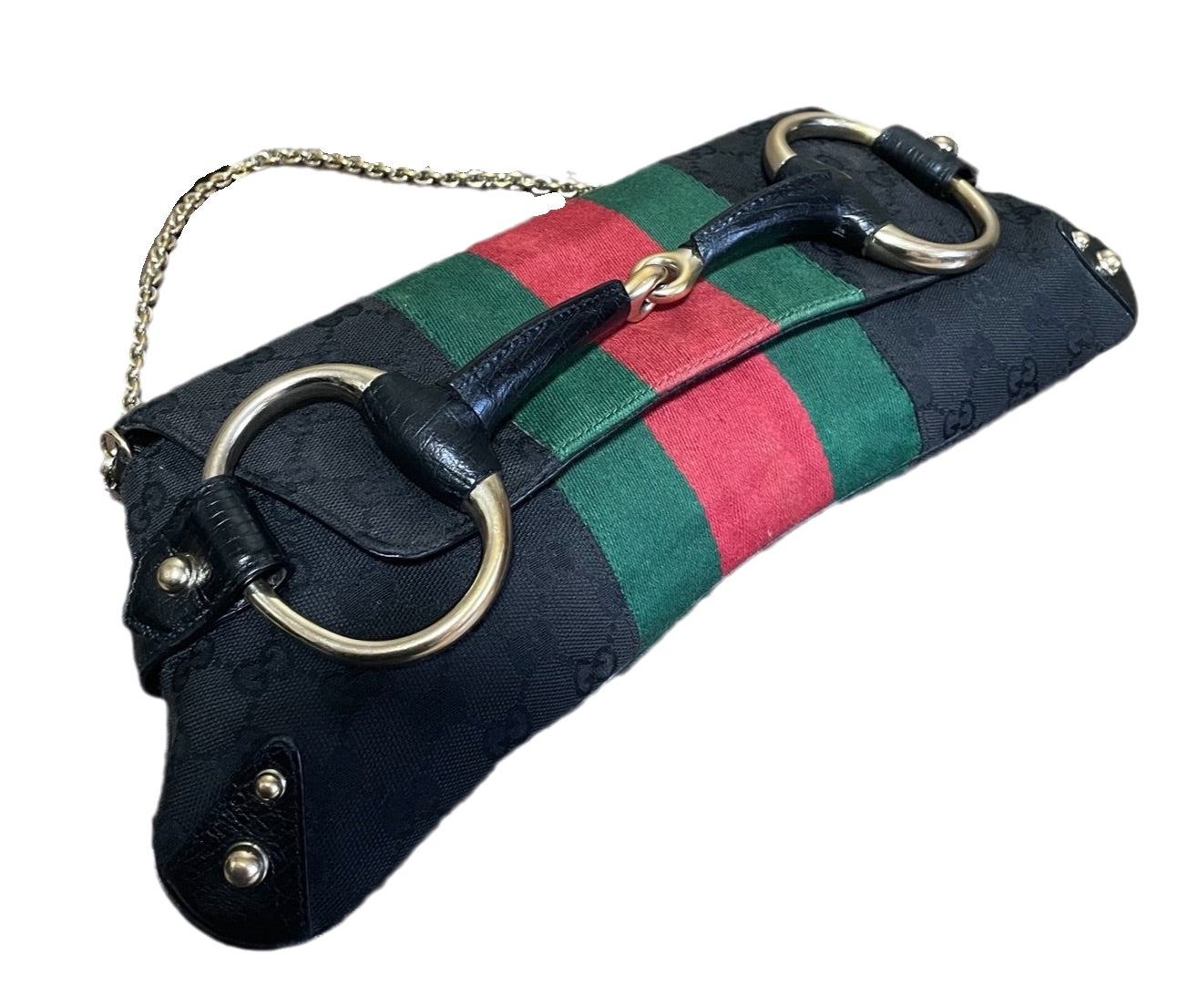 Gucci Horsebit 1955 Cloth Black Monogram Large Shoulder bag