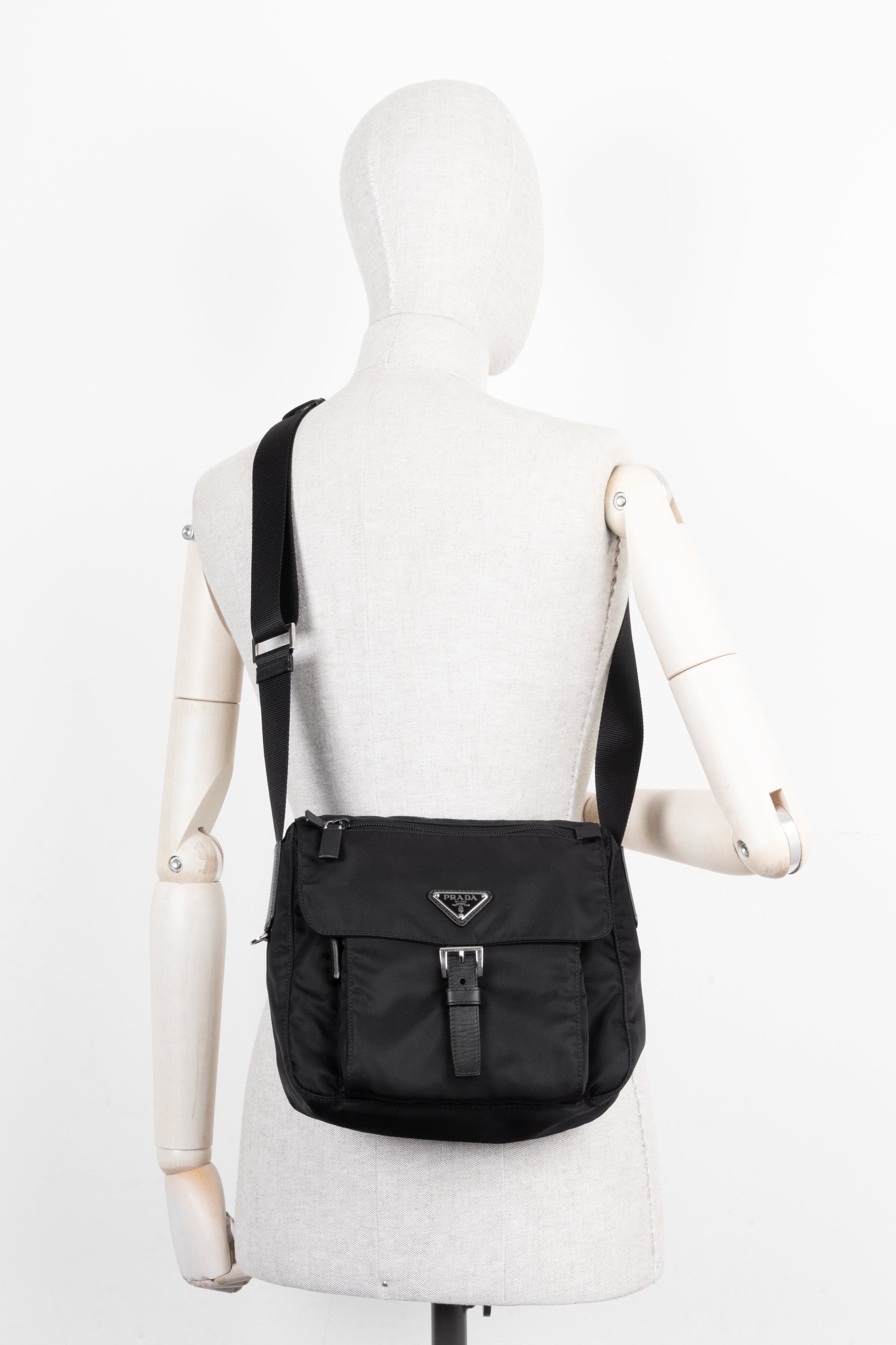 PRADA Nylon Messenger Bag Black