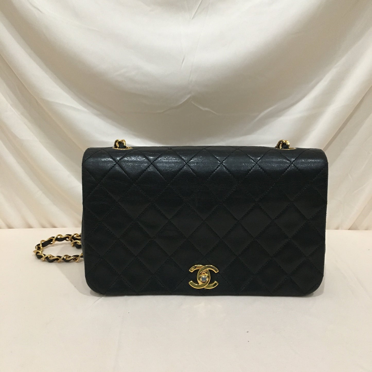 Chanel Black Leather Single Flap Shoulder Bag Sku# 73023