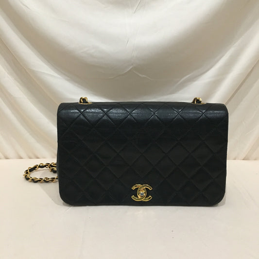 Chanel Black Leather Single Flap Shoulder Bag Sku# 73023