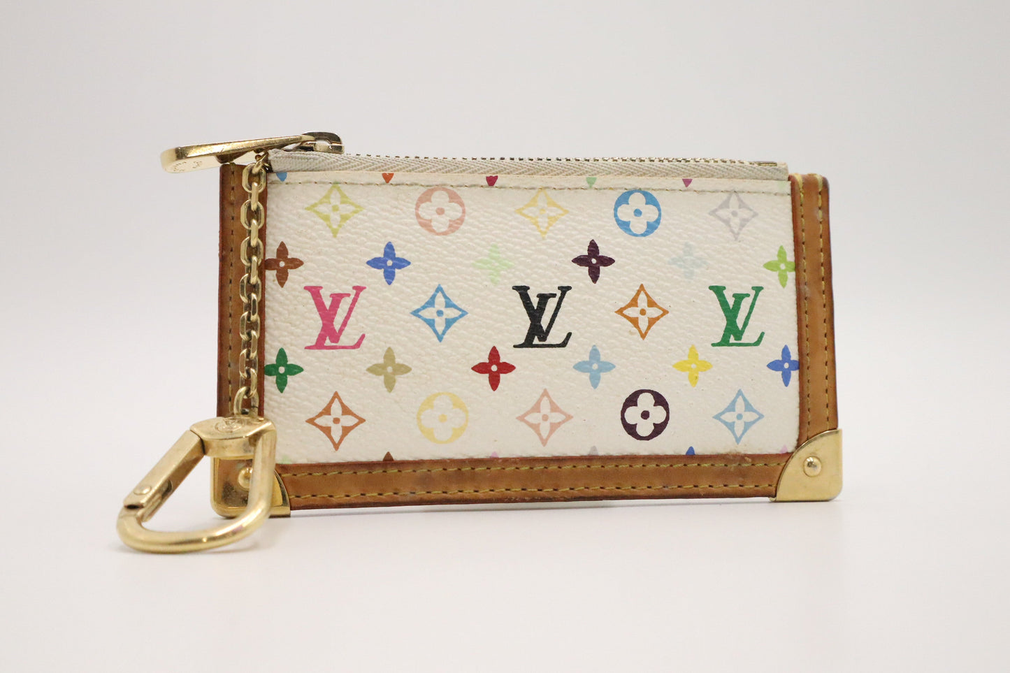 Louis Vuitton Pochette Cles in White Multicolor Monogram Canvas