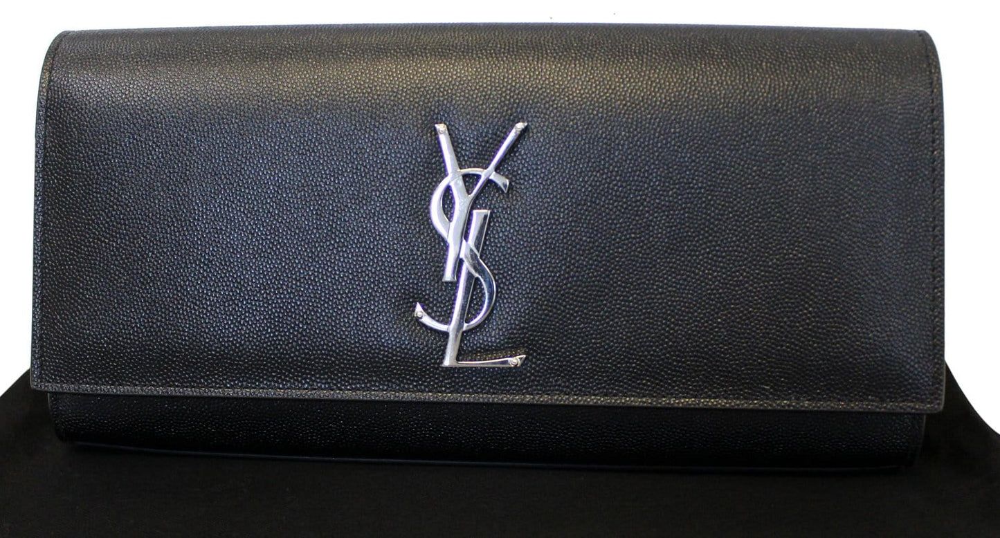 SAINT LAURENT Kate Black Leather Clutch