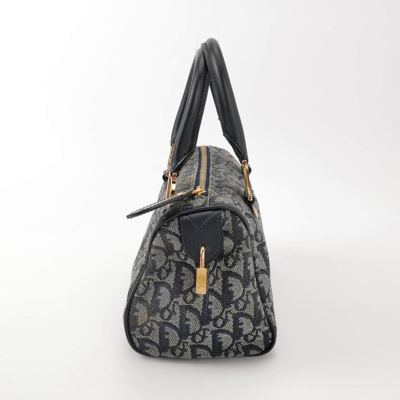 Christian Dior Trotter Boston Cloth Oblique Mini Black Handbag