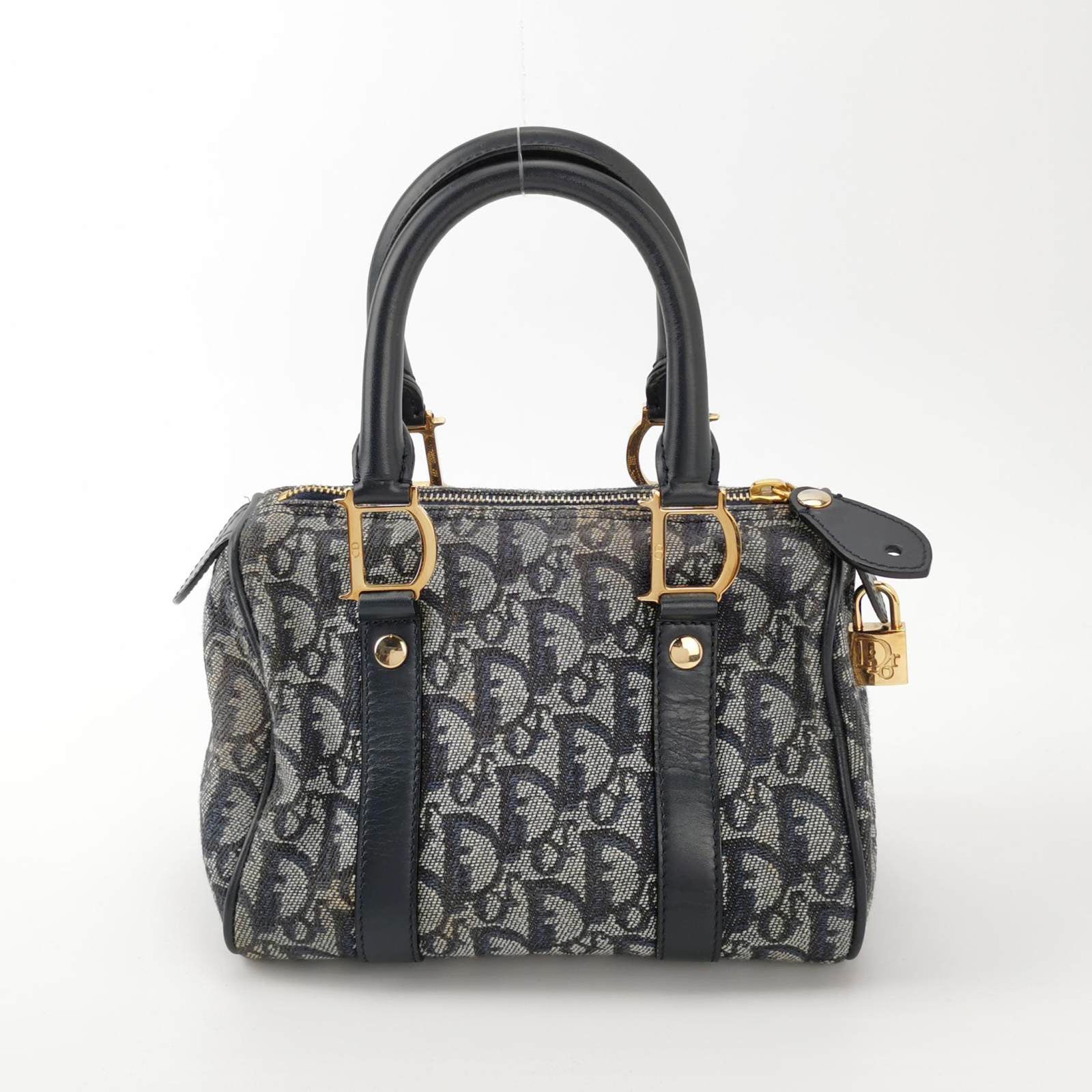 Christian Dior Trotter Boston Cloth Oblique Mini Black Handbag