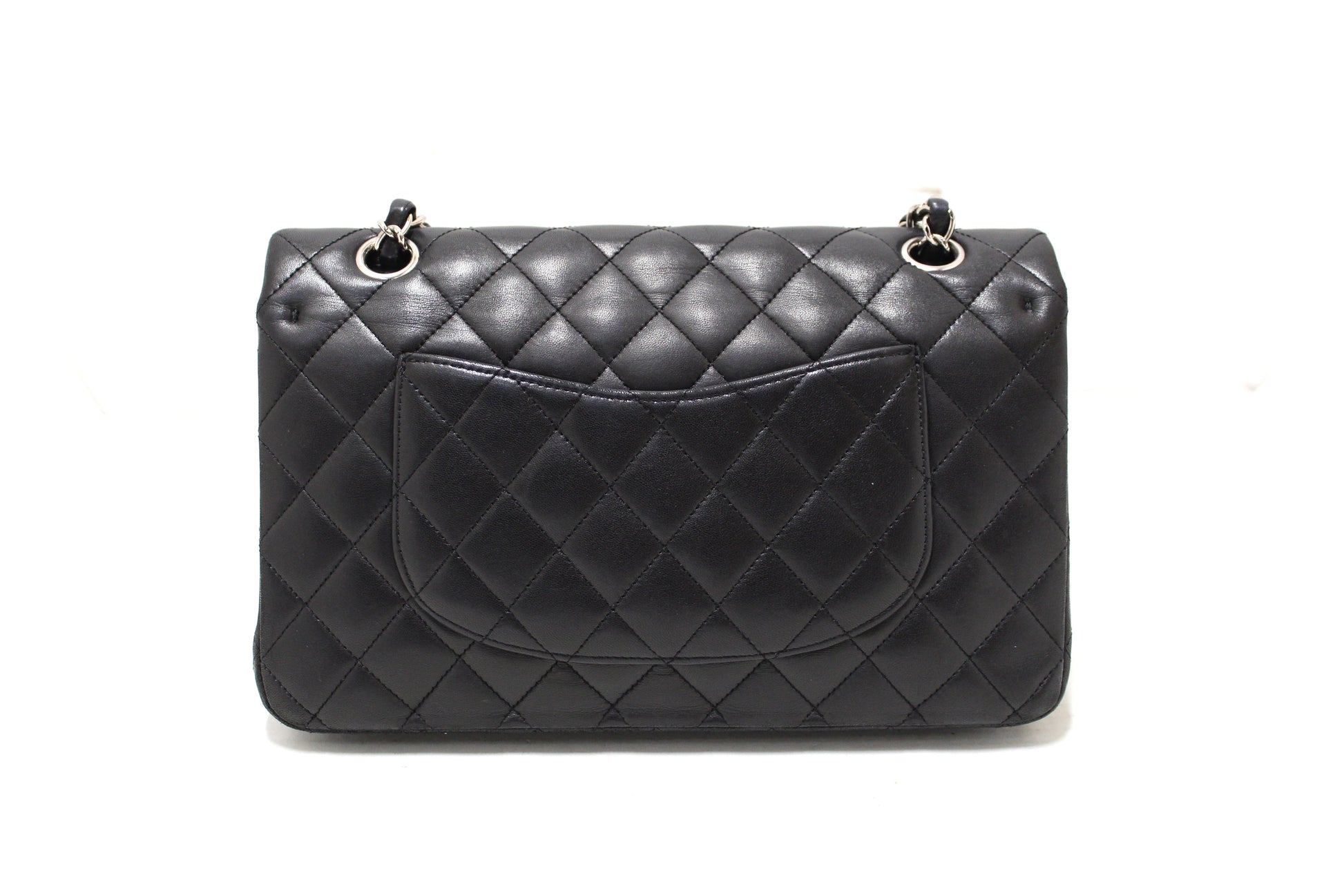 Chanel Black Lambskin Leather Medium Classic Flap Chain Bag