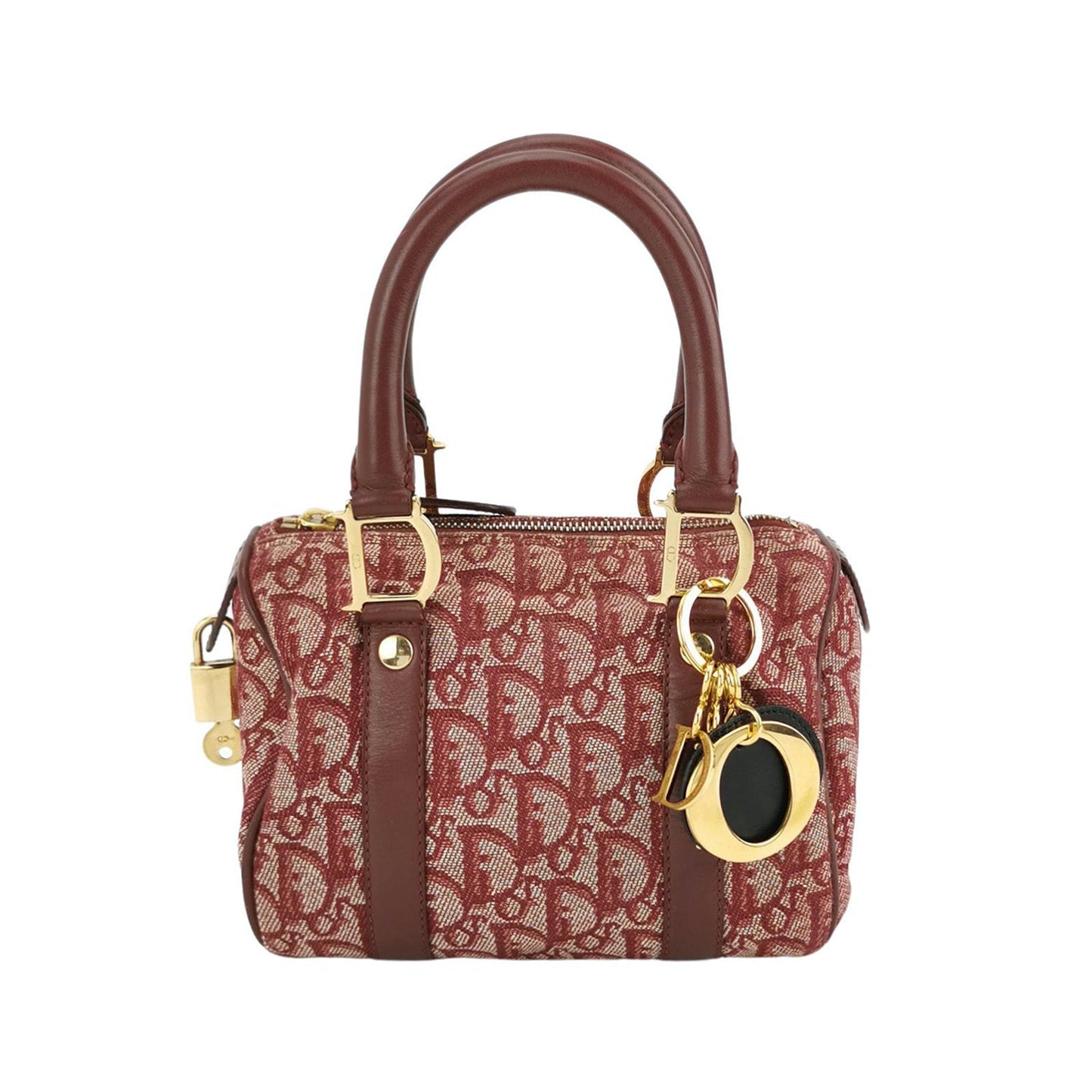 Christian Dior Trotter Boston Cloth Oblique Mini Red Handbag