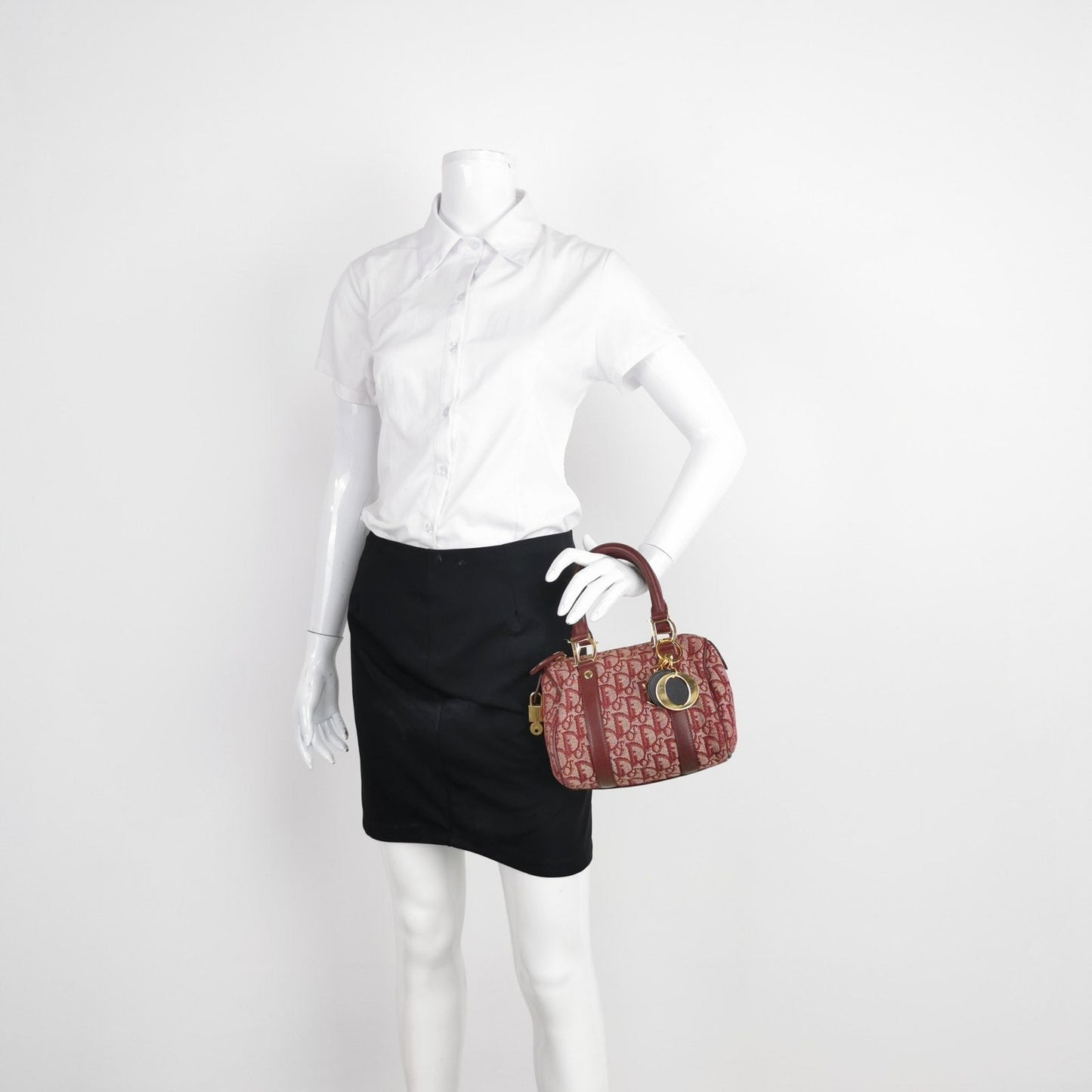 Christian Dior Trotter Boston Cloth Oblique Mini Red Handbag