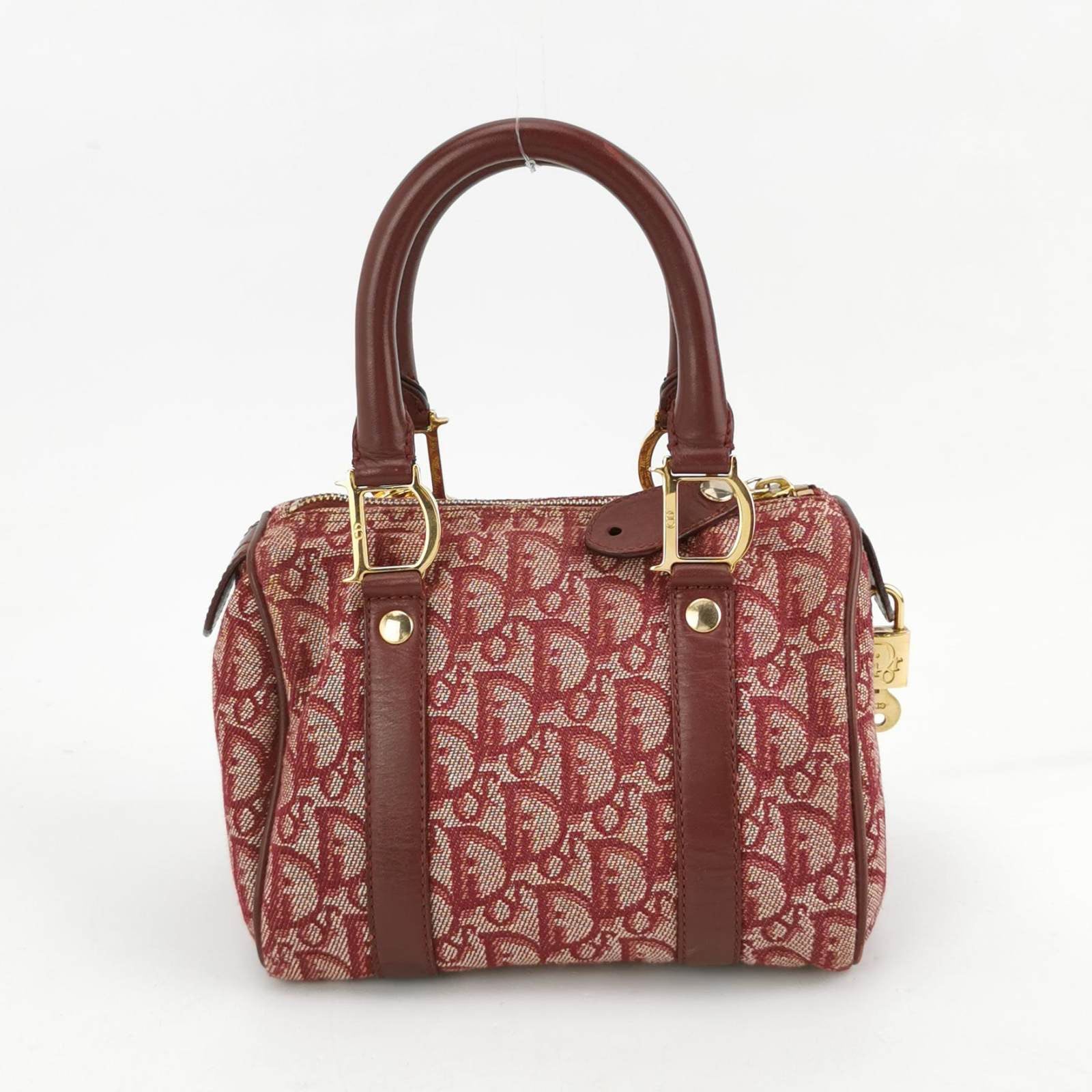 Christian Dior Trotter Boston Cloth Oblique Mini Red Handbag