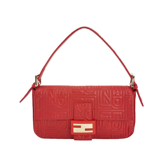 Fendi Baguette 1997 Re-edition 3D Embossed Red Leather Shoulder bag