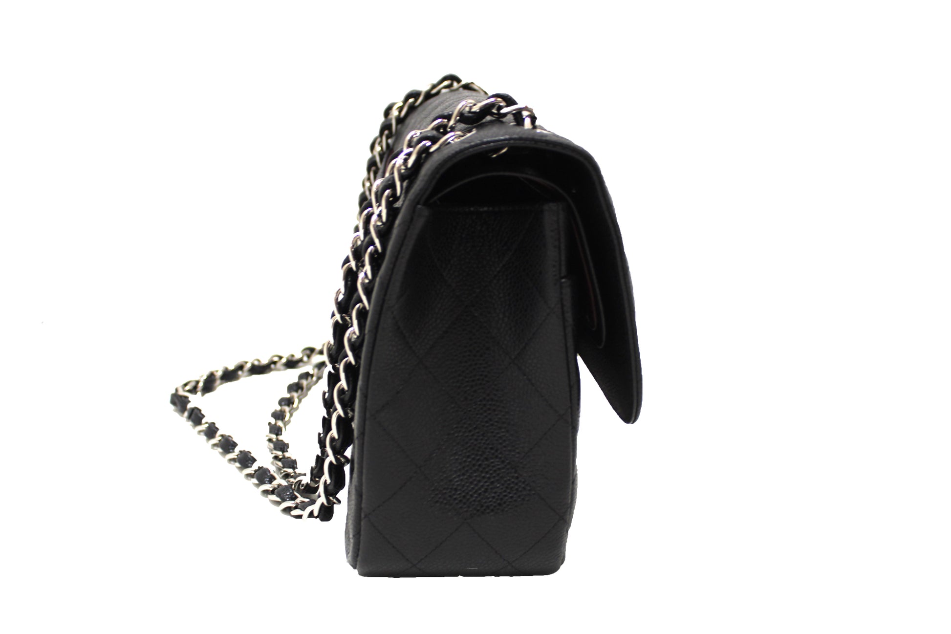 Chanel Black Quilted Caviar Leather Classic Jumbo Double Flap Bag