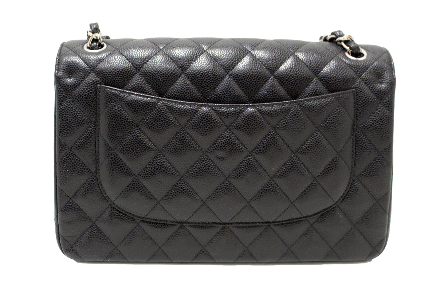 Chanel Black Quilted Caviar Leather Classic Jumbo Double Flap Bag