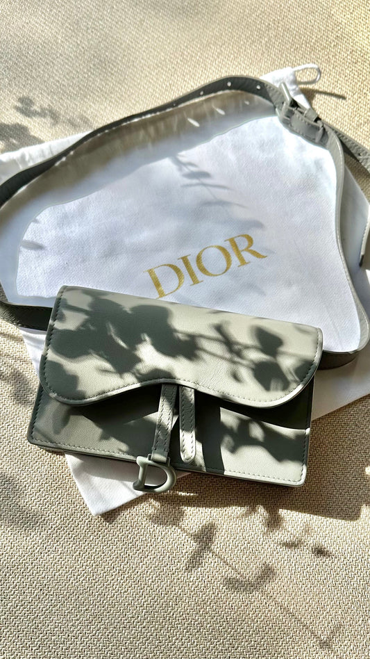 CHRISTIAN DIOR Saddle Rectangular Belt Bag Blue