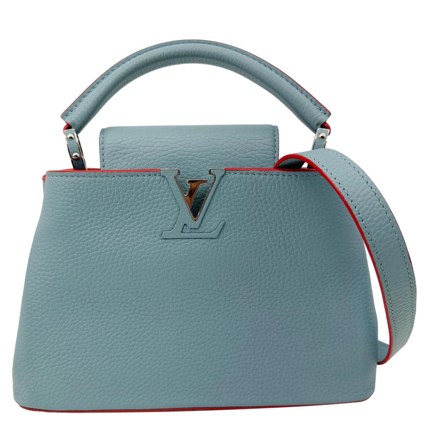 LOUIS VUITTON Capucines BB Taurillon Leather Crossbody Bag Blue