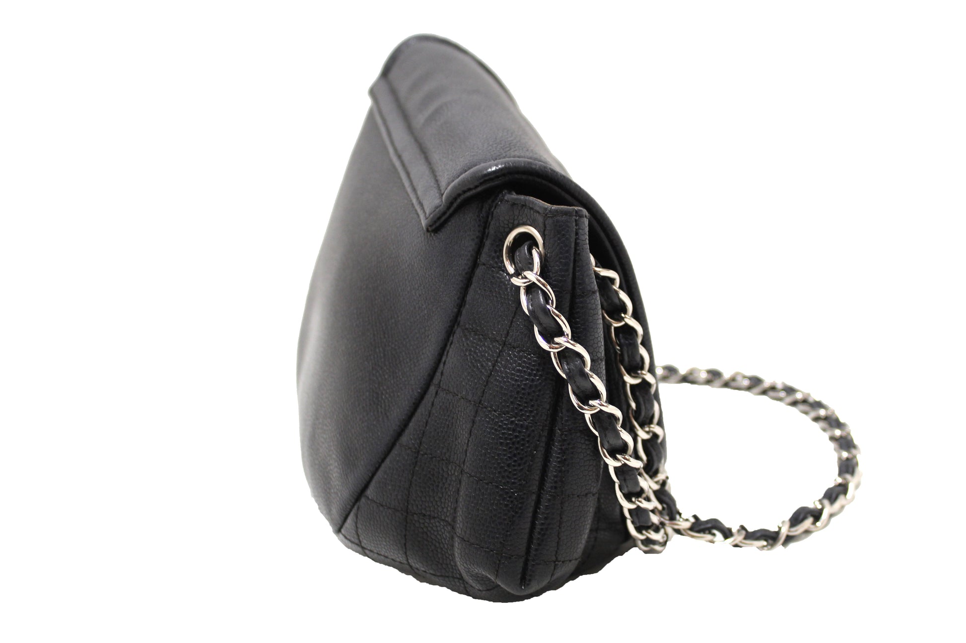 Chanel Black Caviar Leather Timeless Large Half Moon Flap Bag