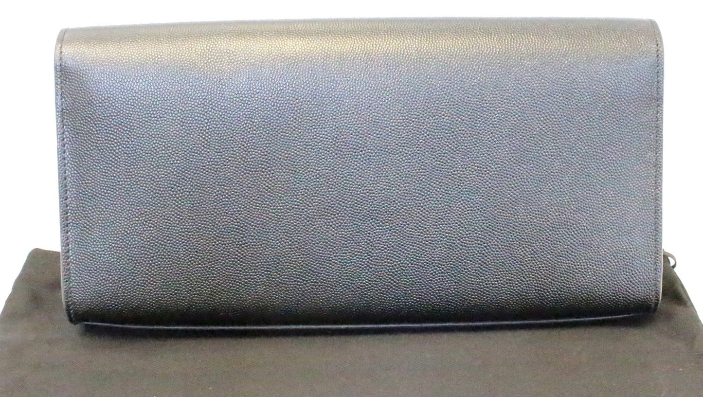 SAINT LAURENT Kate Black Leather Clutch