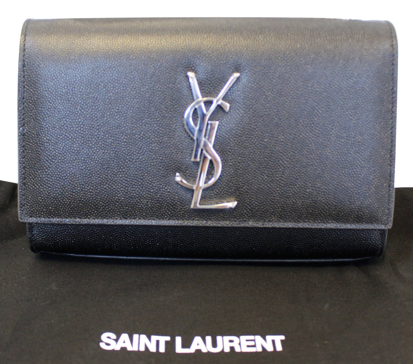 SAINT LAURENT Kate Black Leather Chian Clutch Crossbody Bag