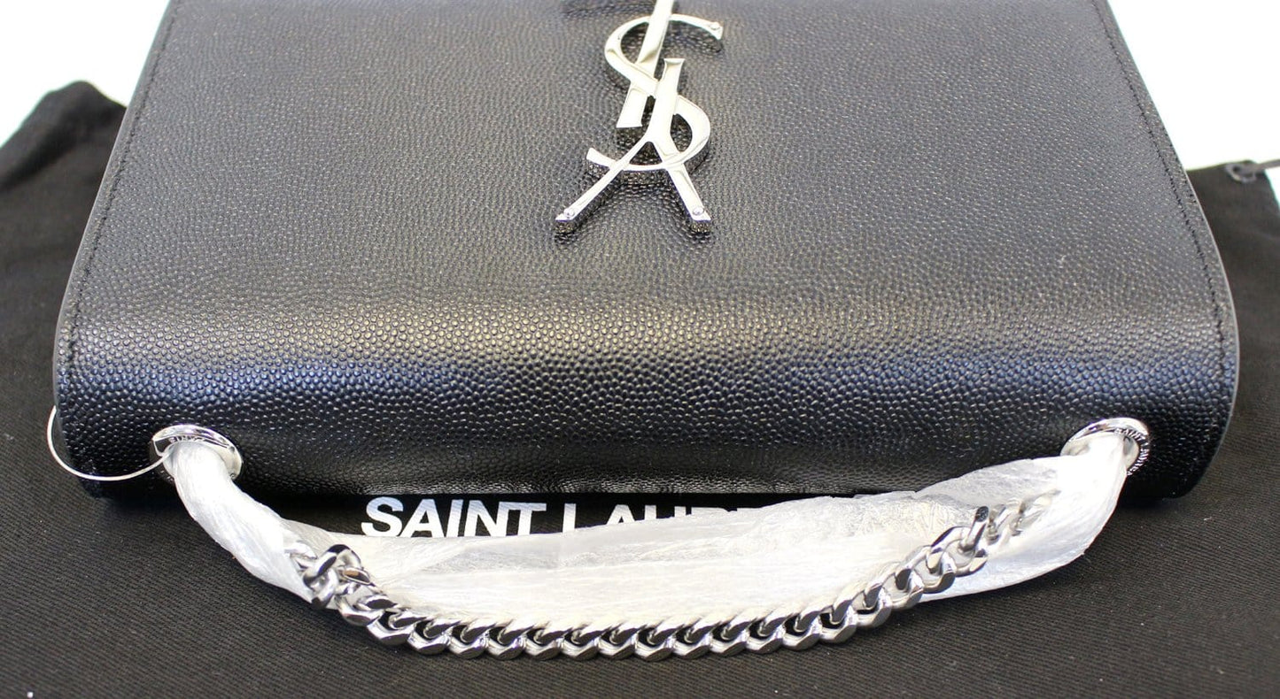 SAINT LAURENT Kate Black Leather Chian Clutch Crossbody Bag