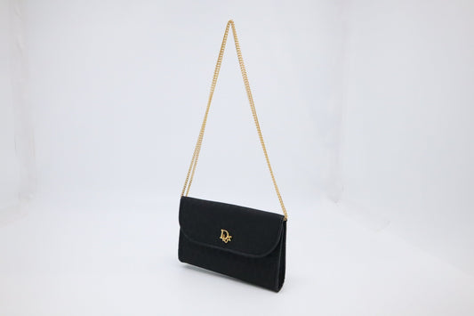 Dior Trotter Chain Shoulder Bag in Black Canvas