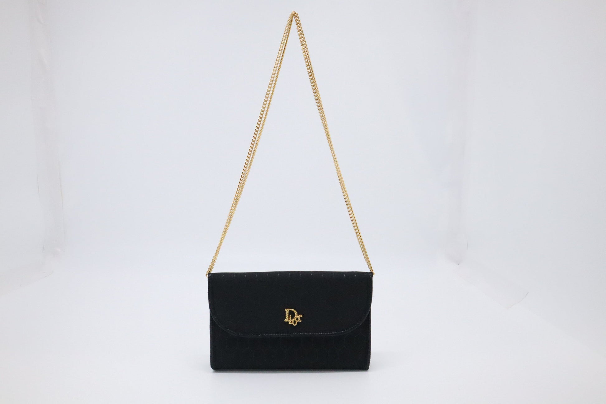 Dior Trotter Chain Shoulder Bag in Black Canvas