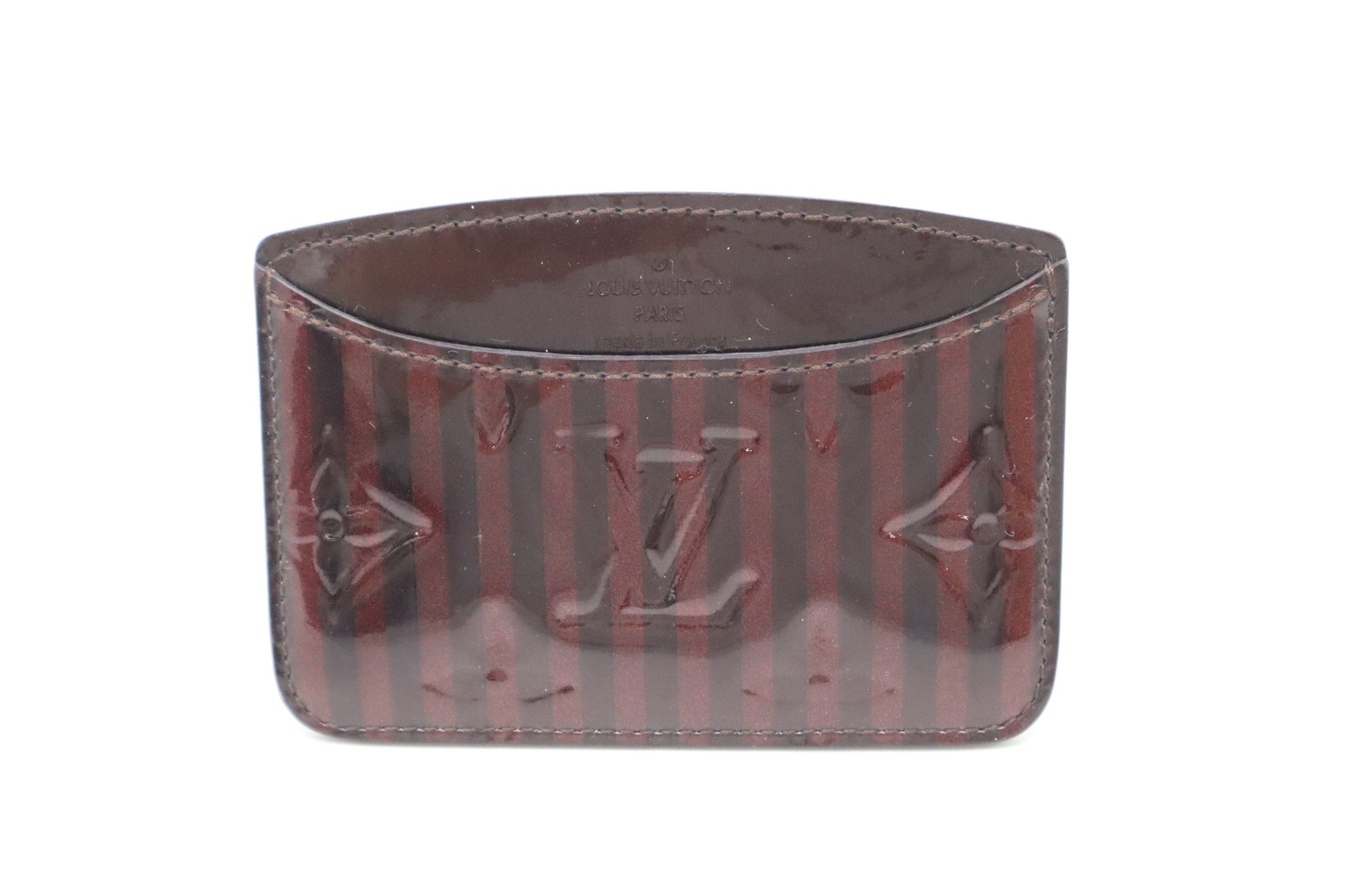Louis Vuitton Card Case in Purple Rayures Vernis Leather