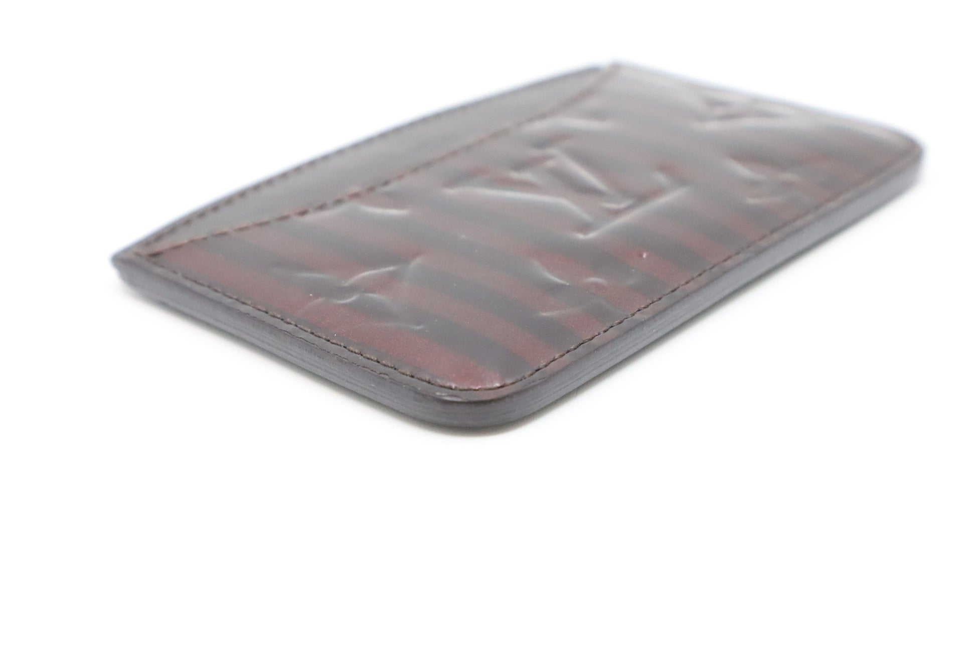 Louis Vuitton Card Case in Purple Rayures Vernis Leather