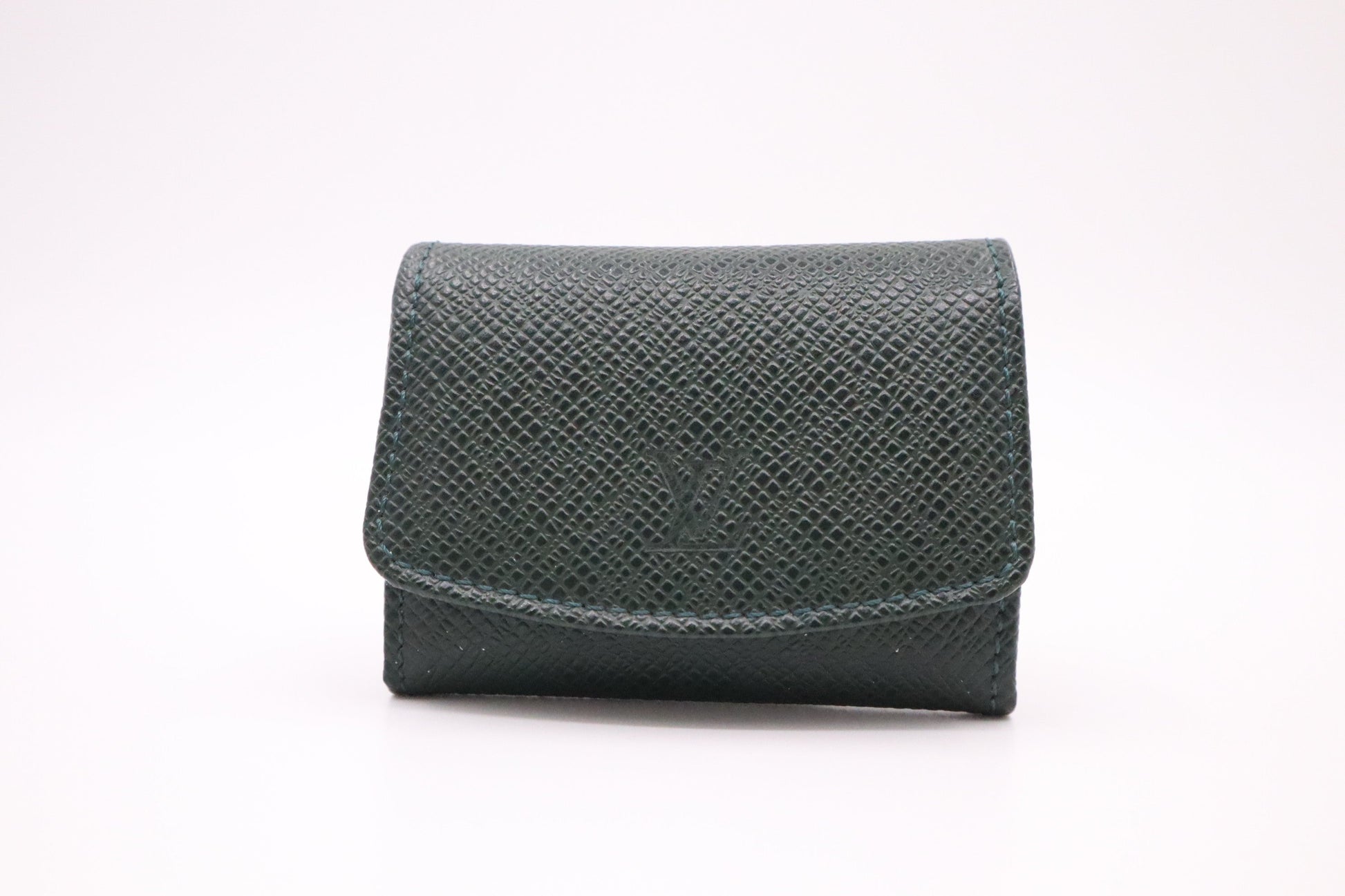 Louis Vuitton Cuff Links with Green Taiga Leather Case