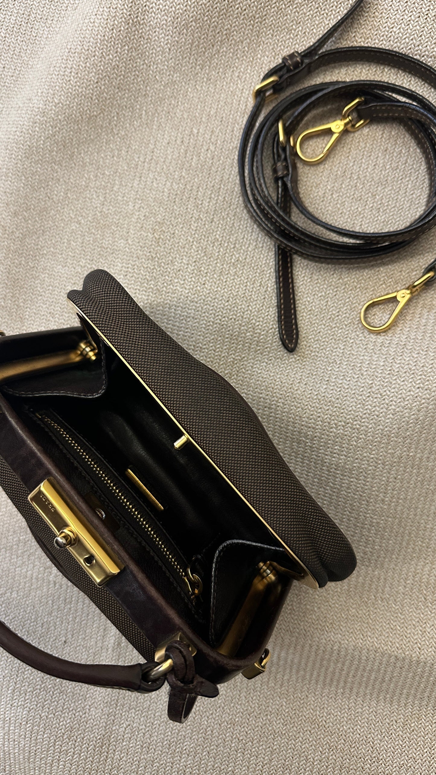 PRADA Mini Camera Top Handle Bag Brown