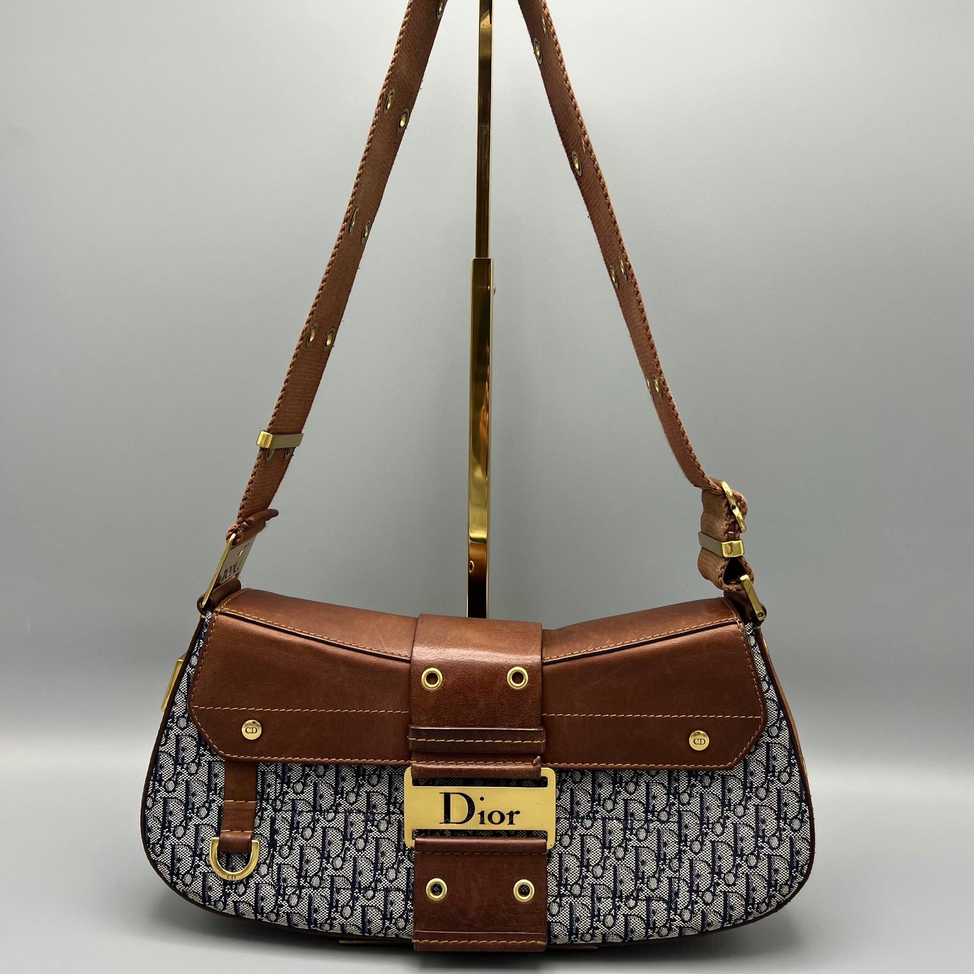 Dior Leather Canvas Shoulder Bag