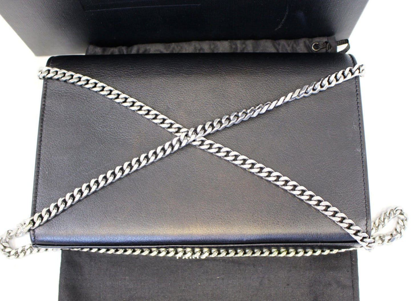SAINT LAURENT Kate Studded Black Leather Chain Clutch Crossbody Bag