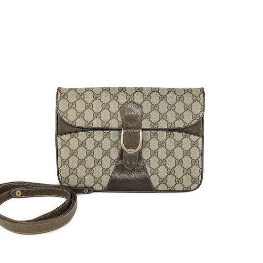 Gucci Monogram Leather Canvas Shoulder Bag