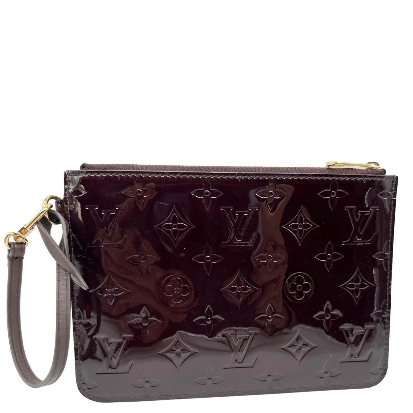 LOUIS VUITTON Monogram Vernis Wristlet Amarante