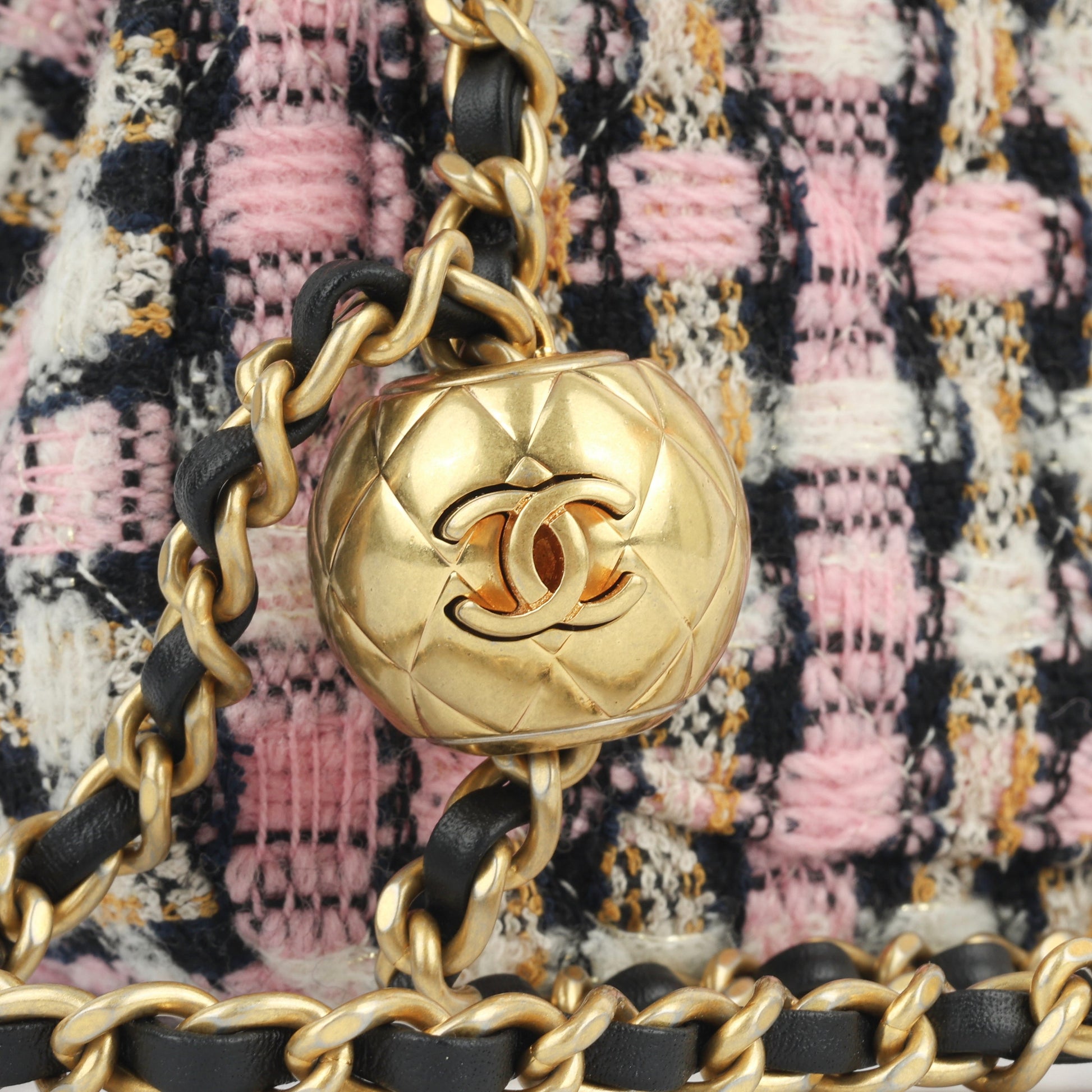 Chanel Mini Square Pearl Crush - Mixed Pink Tweed