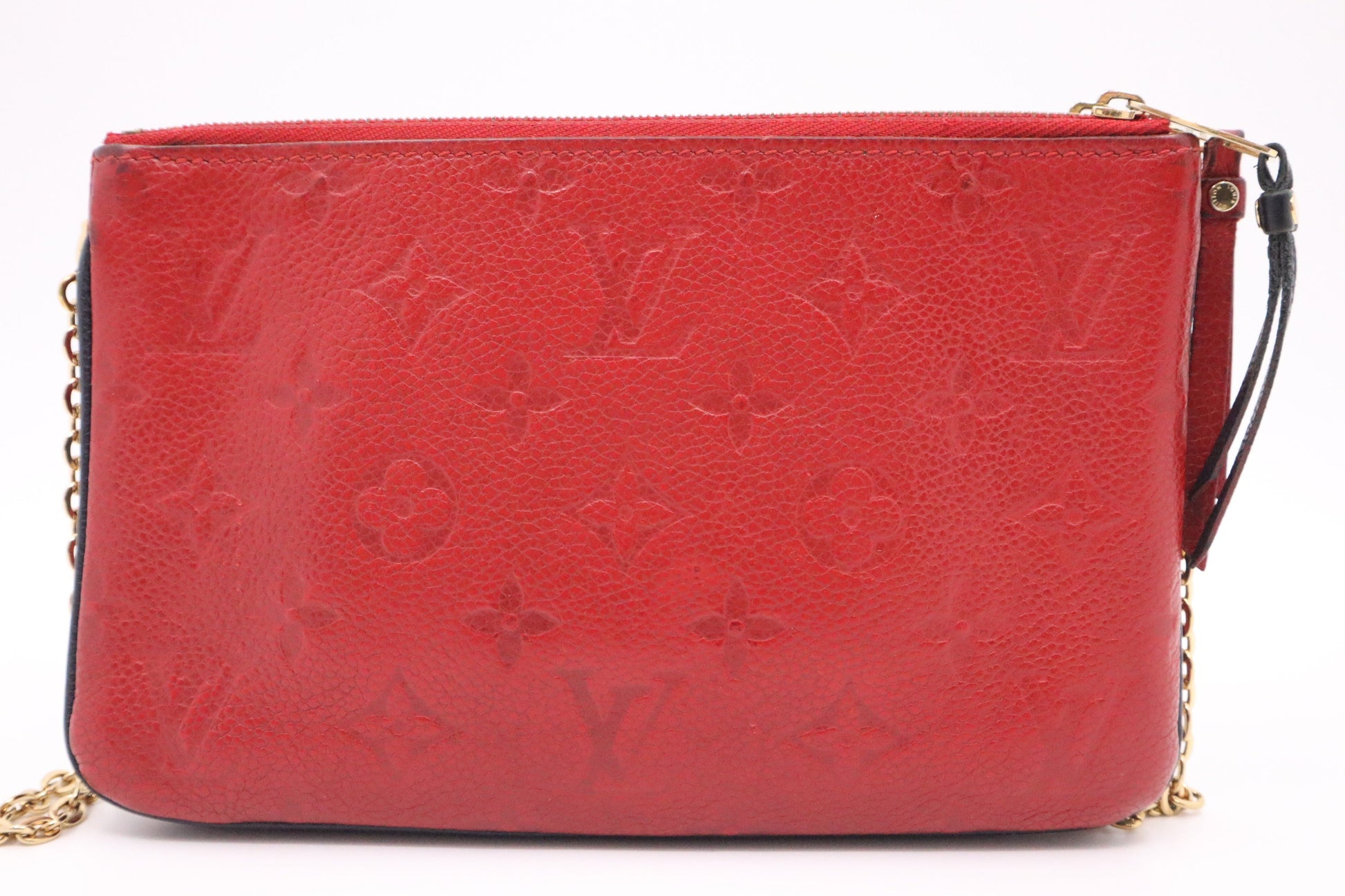 Louis Vuitton Pochette Double Zip in Red & Navy Empreinte Leather